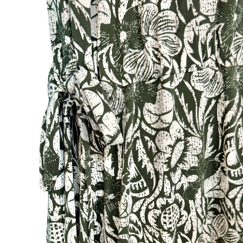 Max Studio Green White Floral Wide Leg Elastic Waist Sleeveless Jumpsuit Size L - Picture 11 of 11